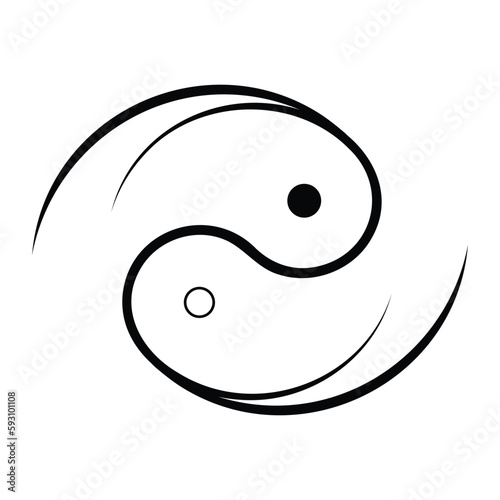 Minimalist Yin Yang symbol vector icon design. A clean and sleek flat icon perfect for wellness, mindfulness, and balance-themed branding.