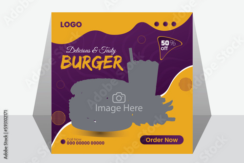 Social media template design for food, with Shapes variations suitable for post restaurant advertising and digital culinary promotion, Garnet backgrounds.