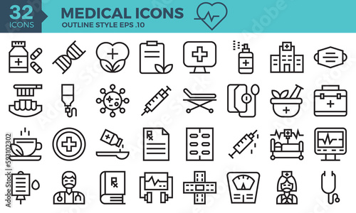 A set pack medicine of (outline) style.
The collection includes of business developments,programing , web design,app design and more.