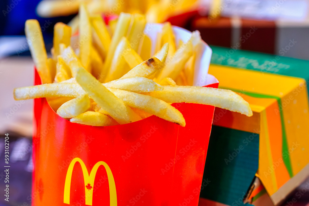 French fries, a real-life shot of McDonald's fast food Stock Photo ...