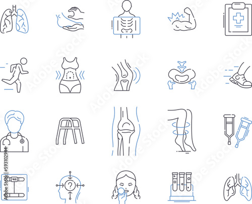 Smart health outline icons collection. Smart, Health, Wearables, Telemedicine, Fitness, AI, Data vector and illustration concept set. Diagnosis, Monitoring, Tracking linear signs