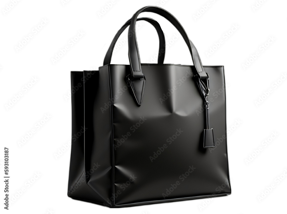 Black leather bag isolated on transparent background Black leather bag isolated on transparent background
