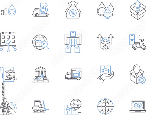 Fulfillment and Distribution outline icons collection. fulfillment, distribution, warehouse, inventory, logistics, supply chain, shipping vector and illustration concept set. receiving, order