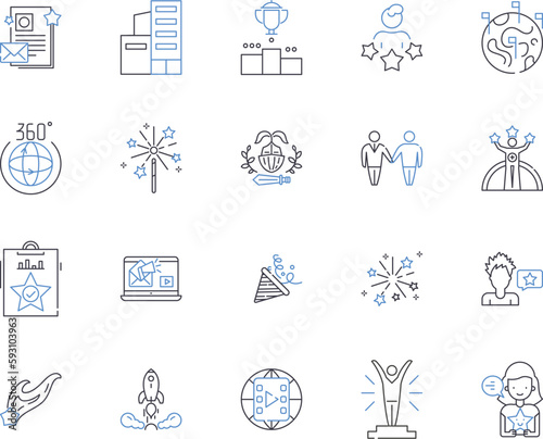 Success and money outline icons collection. Success, Money, Wealth, Profit, Achievement, Win, Gains vector and illustration concept set. Capital, Fortune, Riches linear signs