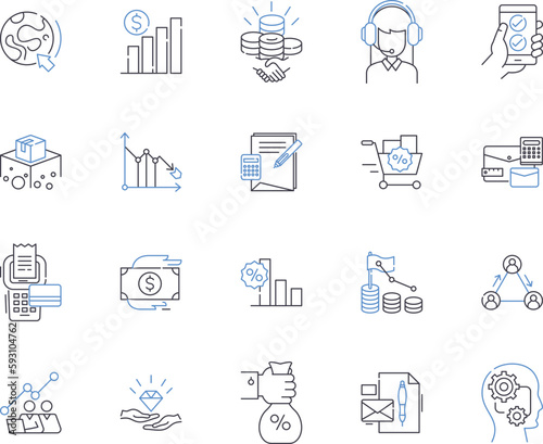Key account management outline icons collection. Key, Account, Management, Retention, Strategies, Engagement, Core vector and illustration concept set. Services, Plan, Solution linear signs
