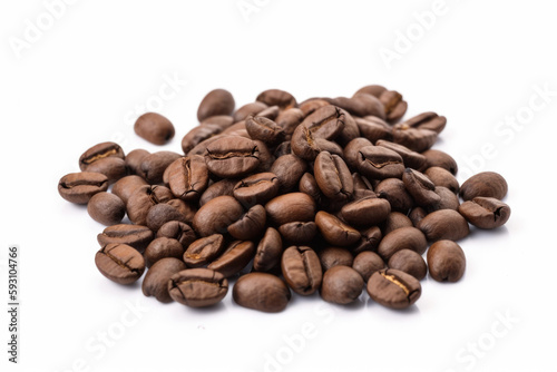 coffee beans isolated on white. AI generative image.