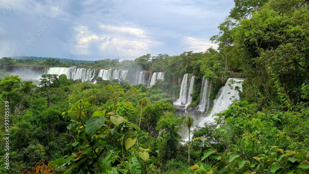 Lush vegetation and waterfalls, at Iguazu National Park, Argentina