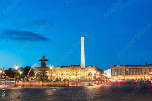 Place de la Concorde with the Luxor Egyptian Obelisk in Paris. France