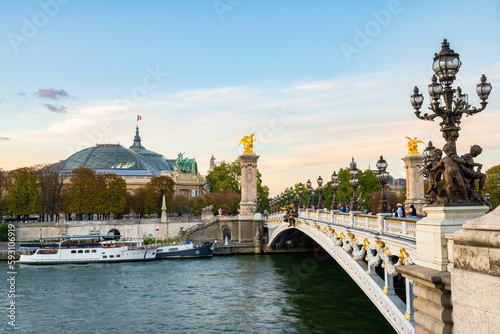 Pont Alexandre III at sunset over the river Seine. One of the main historical attractions of the French capital. Paris, France. © Pawel Pajor
