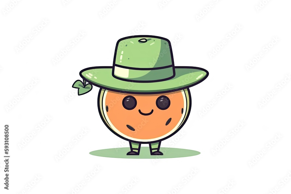 an orange wearing a green hat. Generative AI an orange wearing a green hat. Generative AI