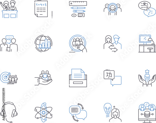School and education outline icons collection. School, Education, Learn, Teach, Studying, Teachers, Student vector and illustration concept set. Class, Learning, Classes linear signs