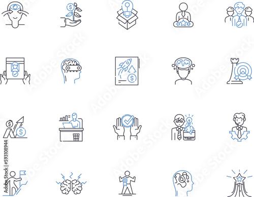 Leadership outline icons collection. Lead, Manager, Direct, Guide, Inspire, Command, Rule vector and illustration concept set. Control, Organize, Preside linear signs