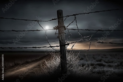 The Light of Hope and a barbed wire fence. Generative AI