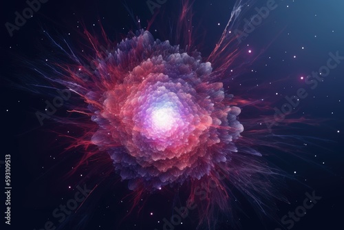 backdrop with the appearance of light explosions. purple, red, and blue lights in the air. enormous explosion. Generative AI