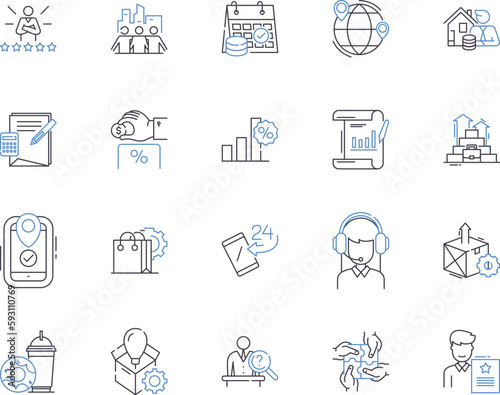 Trade and profit outline icons collection. Trading, Profit, Exchange, Commerce, Bargain, Invest, Gains vector and illustration concept set. Merchandise, Profits, Obtain linear signs