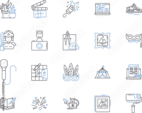 Design thinking outline icons collection. Design, Thinking, Creativity, Innovation, Problem-solving, Ideation, Collaboration vector and illustration concept set. User-Centred, Process, Perspective