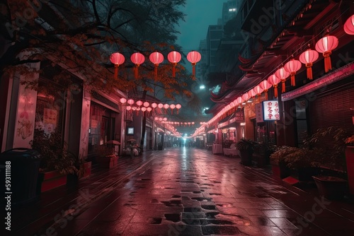 A Mesmerizing City Illuminated by the Glowing Lights of a Chinese New Year Celebration in 2023: Generative AI