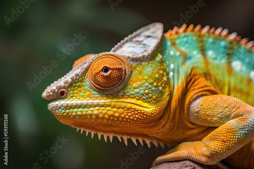 Up Close and Personal with a Colorful Chameleon: Little Lizard with Big Personality: Generative AI © AIGen