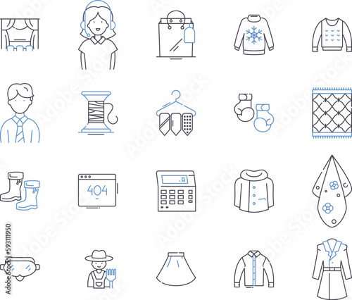 Shopping area outline icons collection. Shopping, Area, Mall, Outlet, Store, Complex, Marketplace vector and illustration concept set. Center, Bazaar, Arcade linear signs