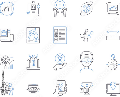 Company managers outline icons collection. Executives, Directors, CEOs, Supervisors, Controllers, Officers, Coordinators vector and illustration concept set. Execs, Superintendents, Principals linear