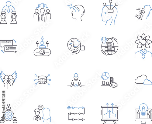 Partner relations outline icons collection. Partners, Relations, Collaboration, Bonding, Networking, Connections, Association vector and illustration concept set. Alliances, Affinity, Interaction