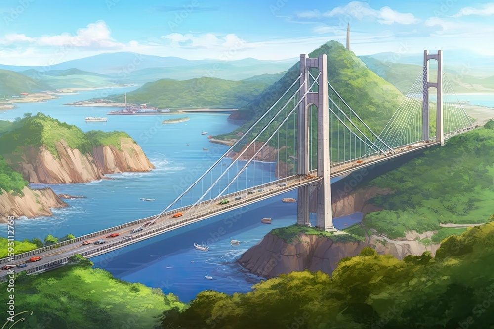 Obraz premium a bridge-based travel concept. Generative AI