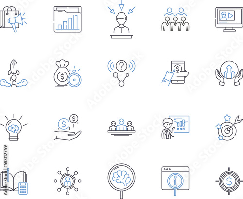 Strategy and concept outline icons collection. Strategy, Concept, Planning, Design, Tactics, Blueprint, Plan vector and illustration concept set. Formula, Structure, Approach linear signs