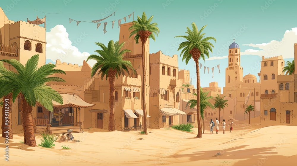 Ancient Arab cities were typically built around a central marketplace or bazaar, which was the hub of commercial activity.