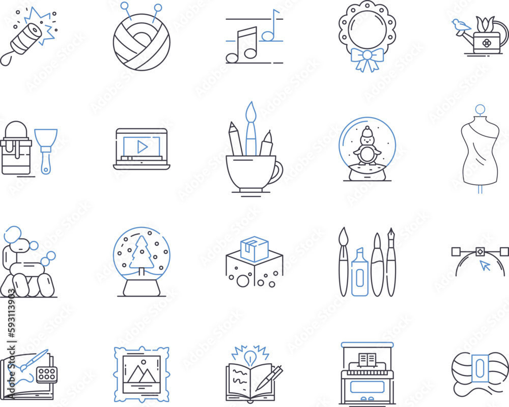 Fototapeta premium Creative business outline icons collection. Innovative, Profitable, Dynamic, Entrepreneurial, Promotional, Resourceful, Unique vector and illustration concept set. Progressive, Branding, Disruptive
