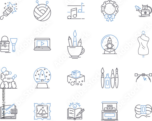 Creative business outline icons collection. Innovative, Profitable, Dynamic, Entrepreneurial, Promotional, Resourceful, Unique vector and illustration concept set. Progressive, Branding, Disruptive