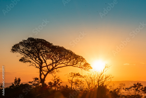 beautiful summer sunset over the mountains