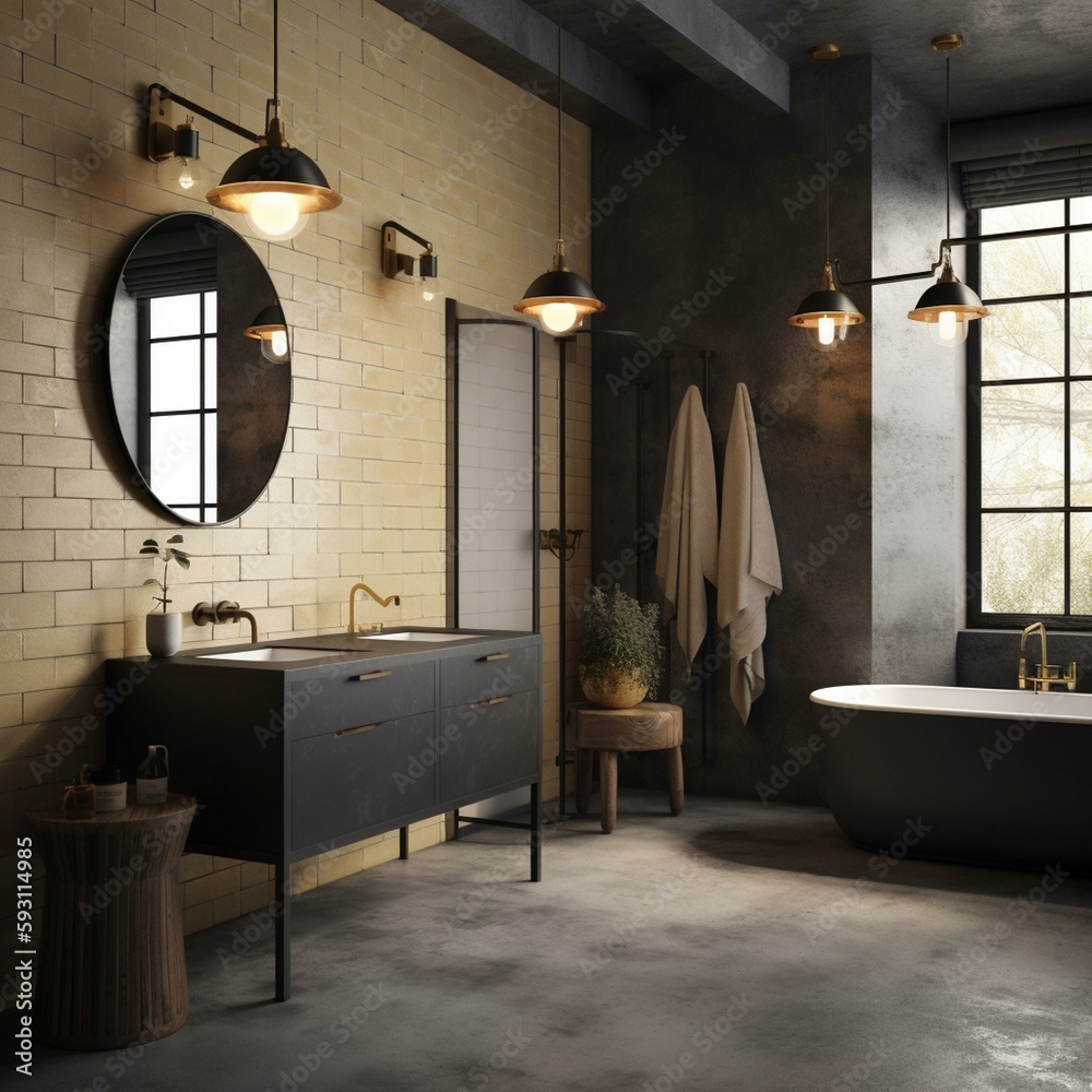 A rustic and minimalist bathroom design attuned to industrial