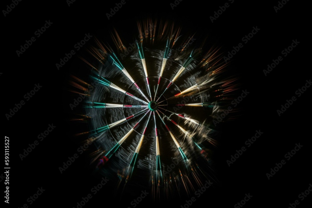 The darts isolated on black background. Neural network AI generated art. Generative AI
