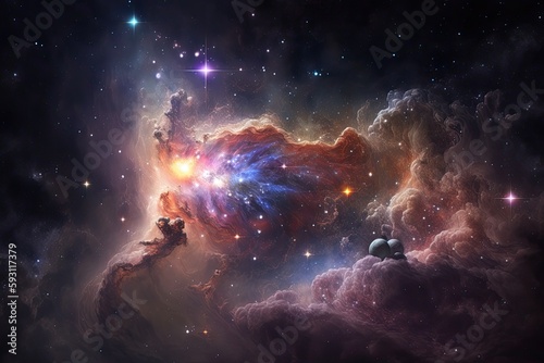 Universe filled with stars  nebula and galaxy. Generative AI