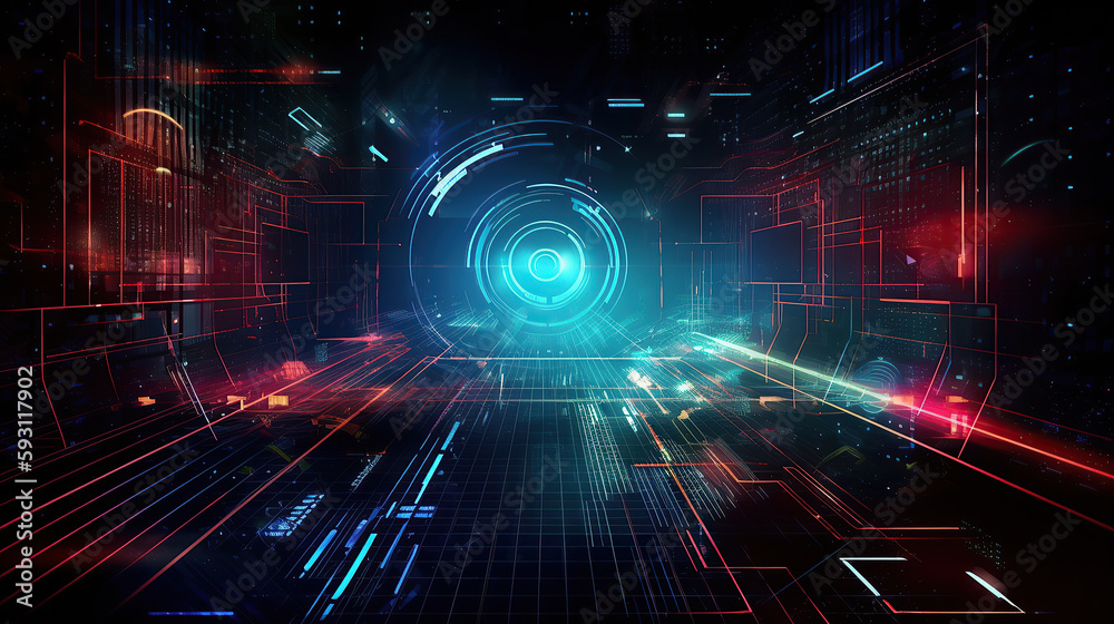 Obraz premium Abstract digital technology background generative ai
