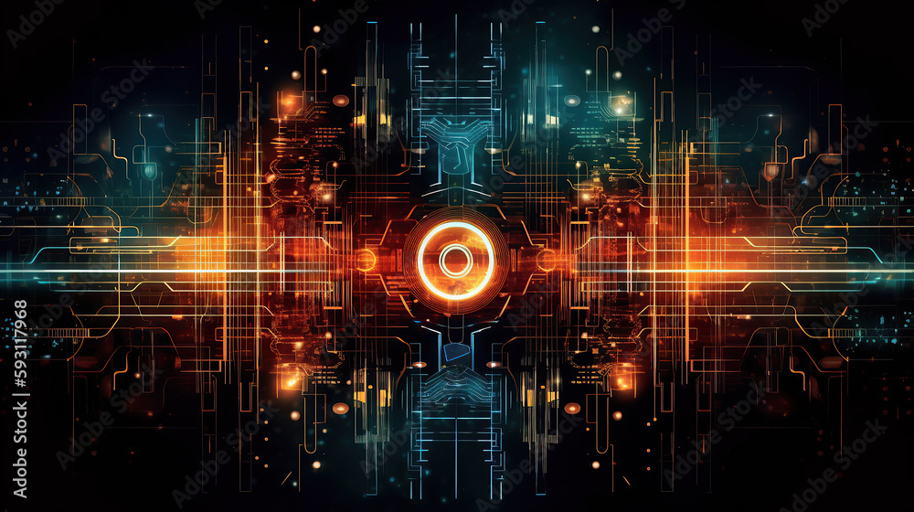 Obraz premium Abstract digital technology background generative ai