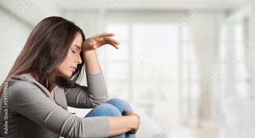 Anxiety concept with young woman has problems