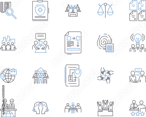 Hedge fund outline icons collection. Hedge, Fund, Investing, Investment, Management, Manager, Strategies vector and illustration concept set. Strategy, Returns, Return linear signs