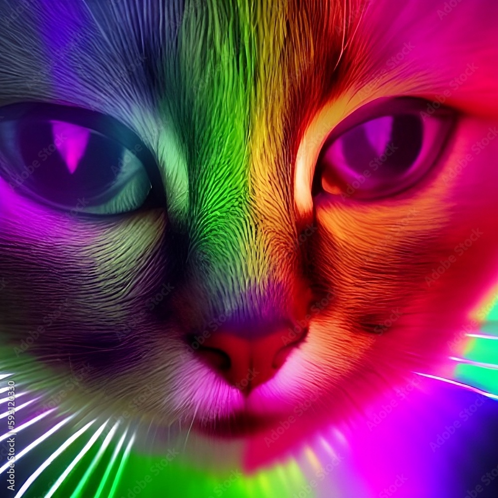 Neon Cat #19 created with Generative AI