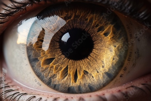 snapshot of the human eye up close. It has a brown eye. Generative AI
