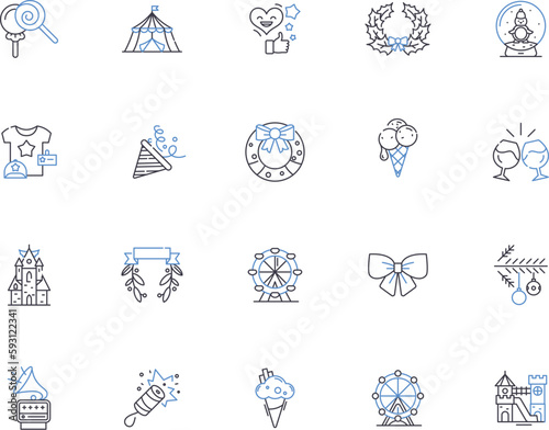 Celebrating people outline icons collection. Commemorate, Salute, Commend, Admire, Honour, Appreciate, Praise vector and illustration concept set. Cherish, Congratulate, Revere linear signs