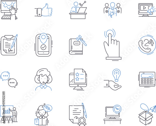 Corporation business outline icons collection. Corporate, Business, Enterprises, Enterprises, Entrepreneurship, Companies, Conglomerates vector and illustration concept set. Mergers, Partnerships