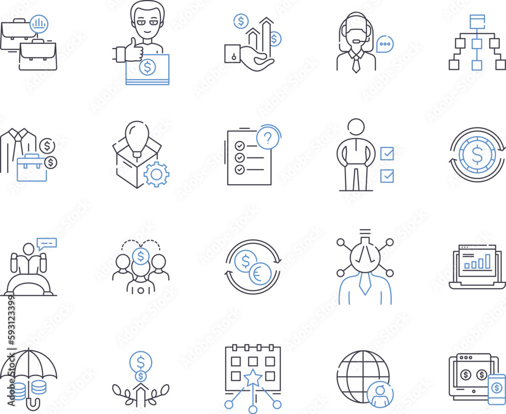 Social innovation outline icons collection. Social, Innovation, Entrepreneurship, Community, Change, Technology, Problem vector and illustration concept set. Solution, Impact, Society linear signs