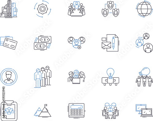 Sharing Economy outline icons collection. Collaborative, Network, Exchange, Disintermediation, Platform, Commercialization, Collaboration vector and illustration concept set. Connectivity
