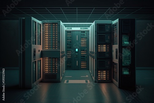 Data center and server room. Generative AI