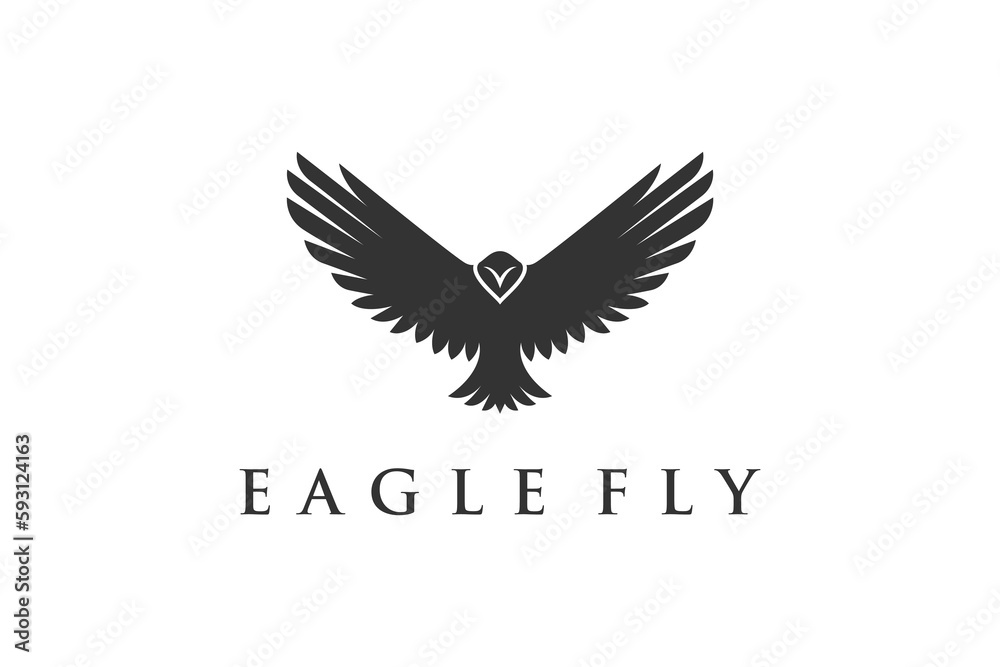 Fototapeta premium silhouette flying eagle logo illustration, animal phoenix bird logo graphic element, icon design