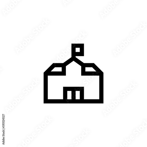 school building line icon