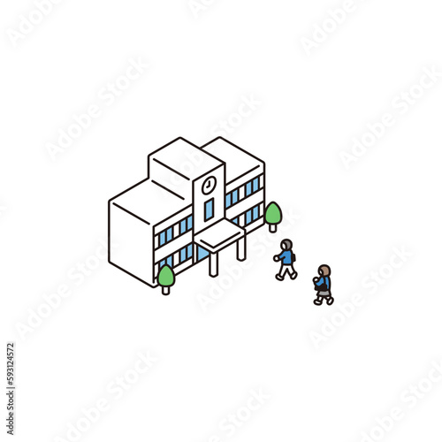 school building line icon