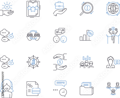 FinTech outline icons collection. Fintech, Payments, Banking, Security, Blockchain, Mobile, AI vector and illustration concept set. BigData, PersonalFinance, Cybersecurity linear signs