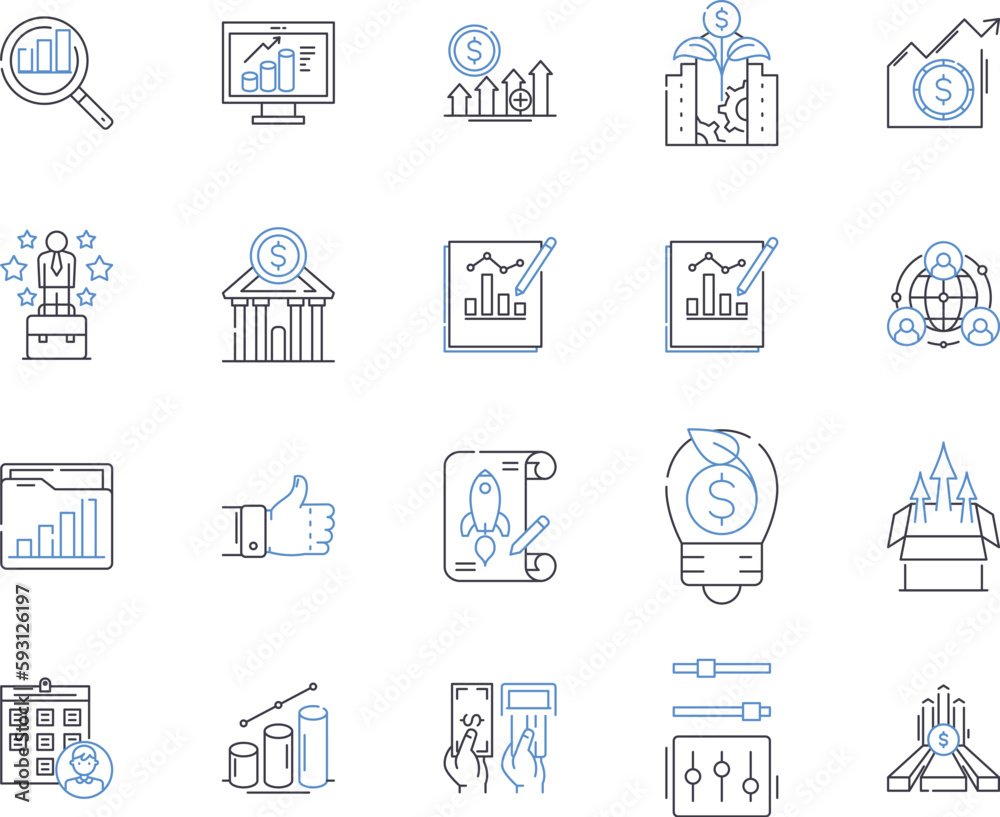 Effectiveness outline icons collection. Efficient, Productive, Proficient, Competent, Adroit, Thorough, Successful vector and illustration concept set. Skilled, Strong, Proactive linear signs